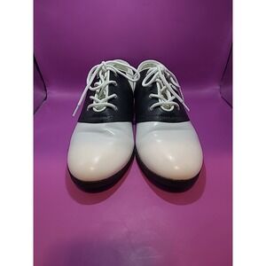 FUNTASMA Saddle Shoes Black & White Ladies High School Cheerleader Tie Shoe 9